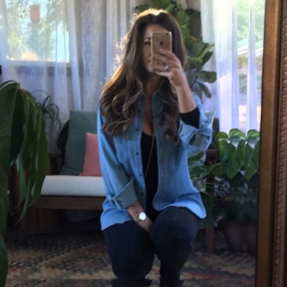One Teaspoon Vintage Denim Button Down Shirt Chambray medium Blue wash Size XS - Picture 7 of 16